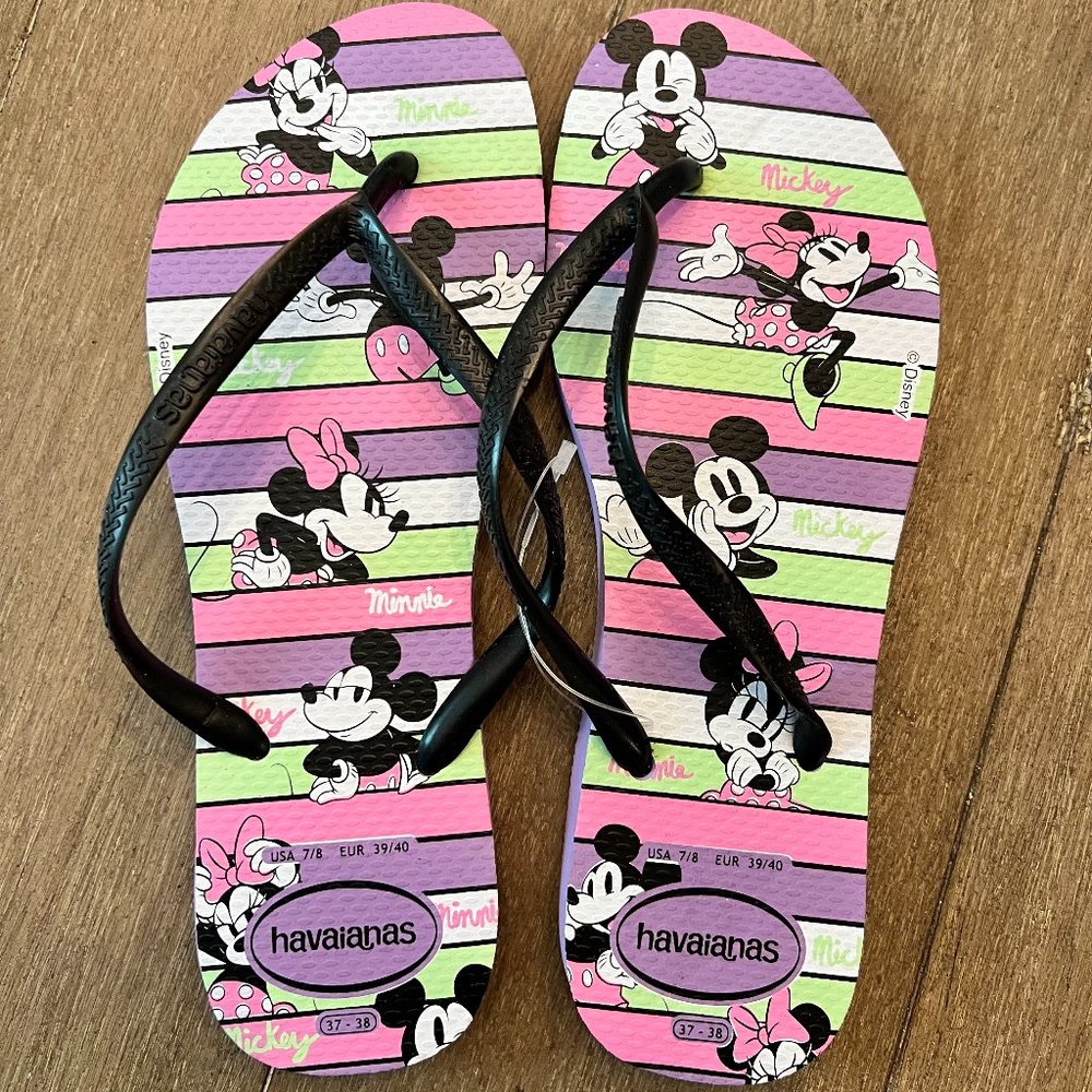 Havaianas Women's Slim Disney Stripe Flip Flop Sandal Size 7/8